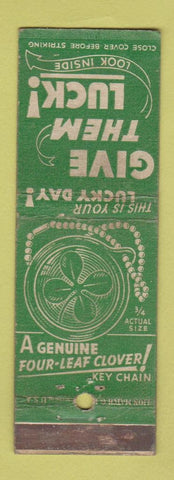 Matchbook Cover - Four Leaf Clover Key Chain Alan Products New York City WEAR