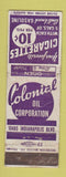 Matchbook Cover - Colonial Oil Corp gas WORN