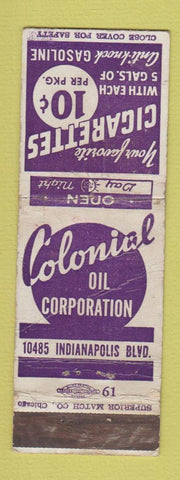 Matchbook Cover - Colonial Oil Corp gas WORN