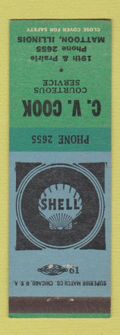 Matchbook Cover - Shell oil gas CV Cook Mattoon IL low phone #