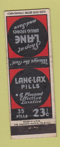 Matchbook Cover - Lane Lax Pills Laxative Drug Stores