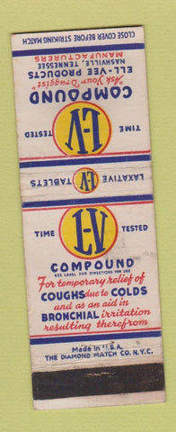 Matchbook Cover - LV Compound Ell Vee Products Nashville TN cold medicine WEAR