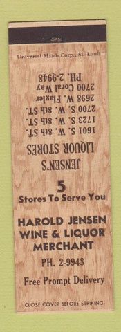 Matchbook Cover - Harold Jensen Wine Liquor Miami FL Happy Hour Tavern