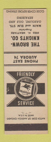 Matchbook Cover - Mobil oil gas Brown Knights  East Aurora NY