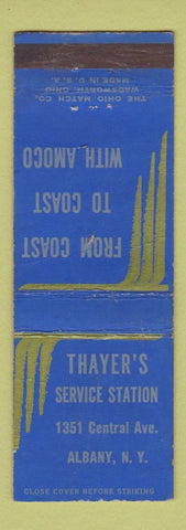 Matchbook Cover - Thayer's Service Station Amoco oil gas Albany NY
