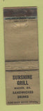 Matchbook Cover - Sunshine Grill Macon GA WORN