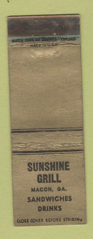 Matchbook Cover - Sunshine Grill Macon GA WORN