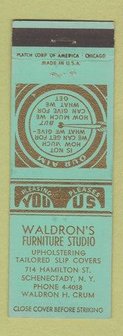 Matchbook Cover - Waldron's Furniture Studio Schenectady NY