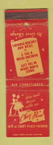 Matchbook Cover - Chez Paree Denver Colorado restaurant WEAR