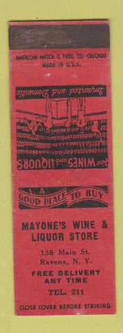 Matchbook Cover - Mayone's Wine Liquor Store Ravena NY RED