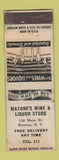 Matchbook Cover - Mayone's Wine Liquor Store Ravena NY WHITE WORN