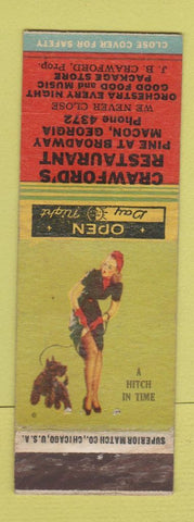 Matchbook Cover - Crawford's Restaurant Macon GA pinup low phone #
