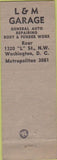 Matchbook Cover - L and M Garage Moose Club Washington DC