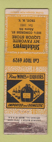 Matchbook Cover - Stickelmyers Liquor Store Troy NY ADVANCE WORN
