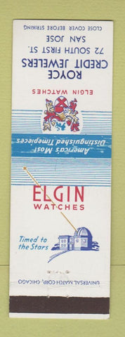 Matchbook Cover - Elgin Watches Royce Jewelers San Jose CA