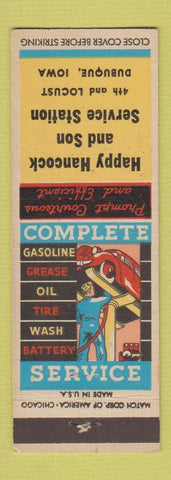 Matchbook Cover - Happy Hancock Son oil gas Dubuque IA