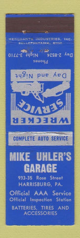 Matchbook Cover - Mike Uhler's Garage Harrisburg PA MERCHANTS
