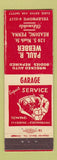 Matchbook Cover - Paul Webber Garage Oldsmobile Reading PA
