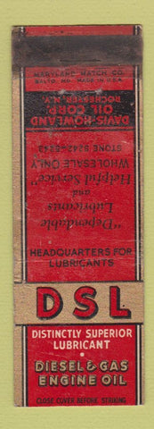 Matchbook Cover - Diesel & Gas Engine Oil Davis Howland Rochester NY WORN