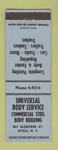 Matchbook Cover - Universal Body Service Steel Utica NY
