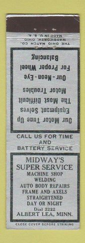 Matchbook Cover - Midway's Super Service auto repair Albert Lea MN