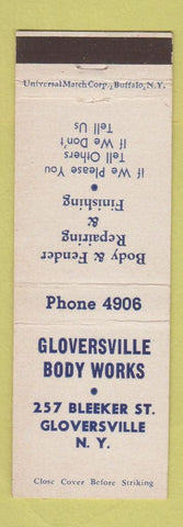 Matchbook Cover - Gloversville Body Works auto Gloversville NY