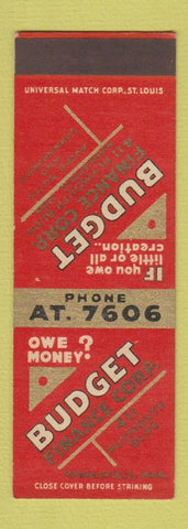 Matchbook Cover - Budget Finance Corp Minneapolis MN SAMPLE