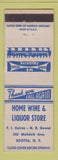 Matchbook Cover - Home Wine & Liquor Store Scotia NY