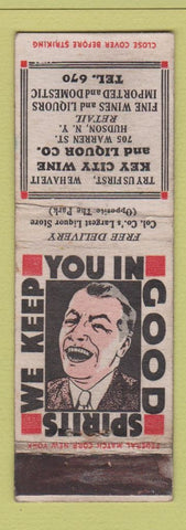 Matchbook Cover - Key City Wine Liquor Hudson NY Federal WORN