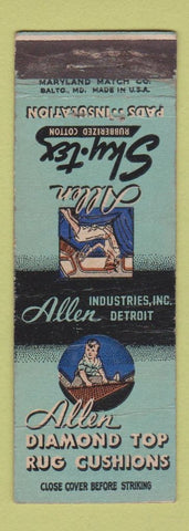 Matchbook Cover - Allen Sky Tex Pads Insulation Rug Cushions WEAR