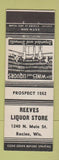 Matchbook Cover - Reeves Liquor Store Racine WI