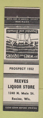 Matchbook Cover - Reeves Liquor Store Racine WI
