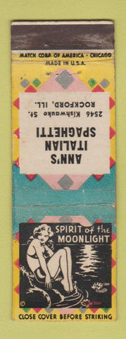 Matchbook Cover - Ann's Italian Spaghetti Rockford IL girlie