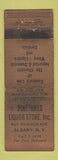 Matchbook Cover - Pine Hills Liquor Store Albany NY WORN