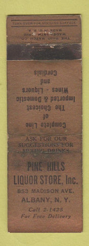 Matchbook Cover - Pine Hills Liquor Store Albany NY WORN