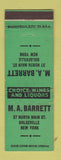 Matchbook Cover - MA Barrett Liquor Dolgeville NY