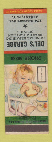 Matchbook Cover - Del's Garage Albany NY
