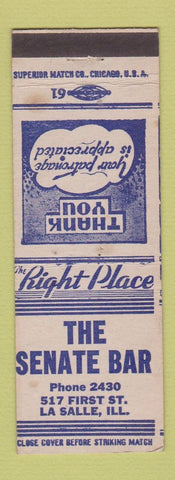 Matchbook Cover - The Senate Bar La Salle IL