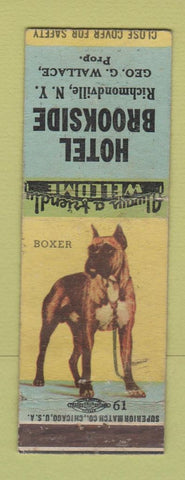 Matchbook Cover - Hotel Brookside Richmondville NY Boxer Dog
