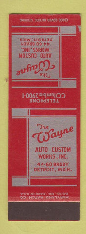 Matchbook Cover - The Wayne Auto Custom Works Detroit MI SAMPLE
