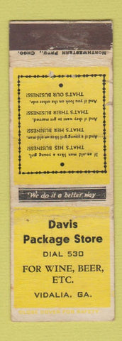 Matchbook Cover - Davis Package Store Vidalia GA WEAR