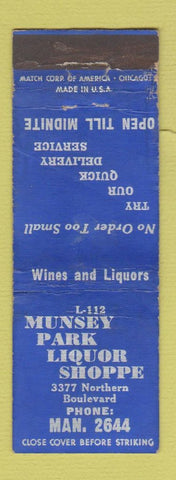 Matchbook Cover - Munsey Park Liquor Shoppe  WORN
