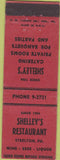 Matchbook Cover - Shelley's Restaurant Steelton PA local manumark