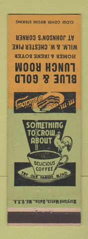 Matchbook Cover - Blue & Gold Lunch Room