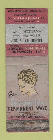 Matchbook Cover - Fashion Beauty Salon Mayfield KY girlie Frederic Wave POOR