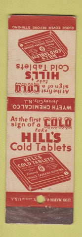 Matchbook Cover - Hill's Cold Tablets Wyeth Chemical Jersey City NJ