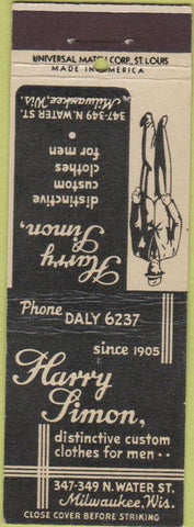 Matchbook Cover - Harry Limon men's clothes Milwaukee WI