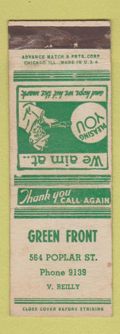 Matchbook Cover - Green Front  ADVANCE