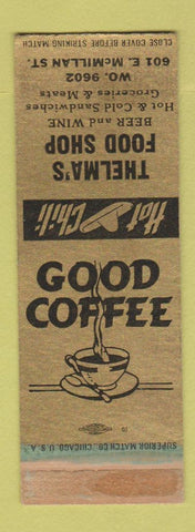 Matchbook Cover - Thelma's Food Shop sAMPLE WORN