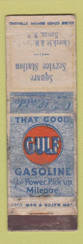 Matchbook Cover - Gulf oil gas Square Service Nassau NY POOR